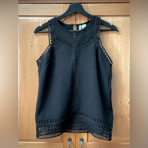 Japna Black Crepe top with Open Latticework - Picture 11 of 11